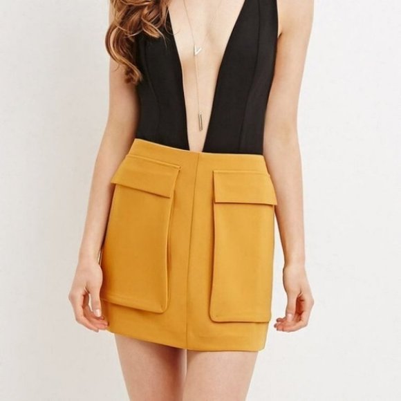 Forever 21 Dresses & Skirts - Forever 21 Flap Pocket Mustard Mini Skirt!